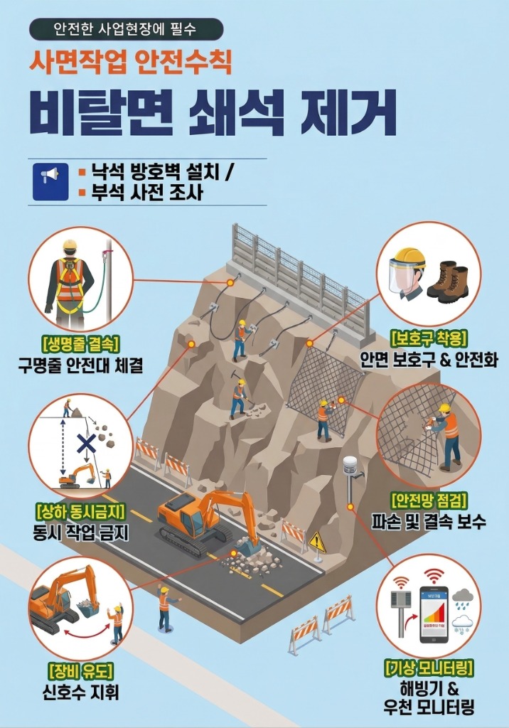 Safety rules for slope work - Removing crushed stone from slopes